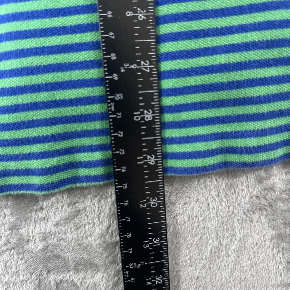 VTG Polo Ralph Lauren Polo Shirt Mens Large Blue Green Stripe Pique Casual Logo